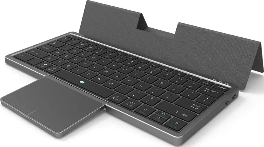 لوحة مفاتيح لاسلكية بلوتوث مع لوحة لمس قابلة للدوران، قابلة للشحن، أسود، KF8700