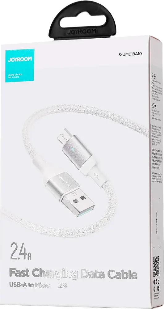 Joyroom Fast Charging Data Cable Usb To Micro, 1.2m, White, S-UM018A10