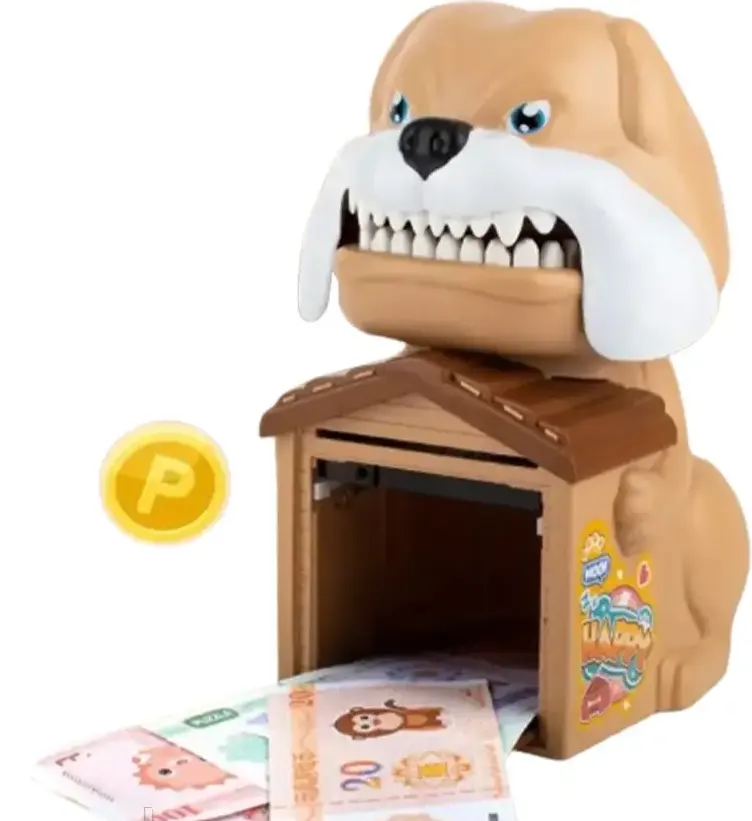 Dog Shaped Plastic Moneybox, Brown-Gray, YL088