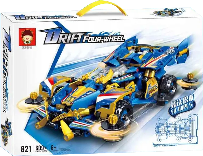 Drift Four-Wheel Car Building Kit, 609 Piece, 821