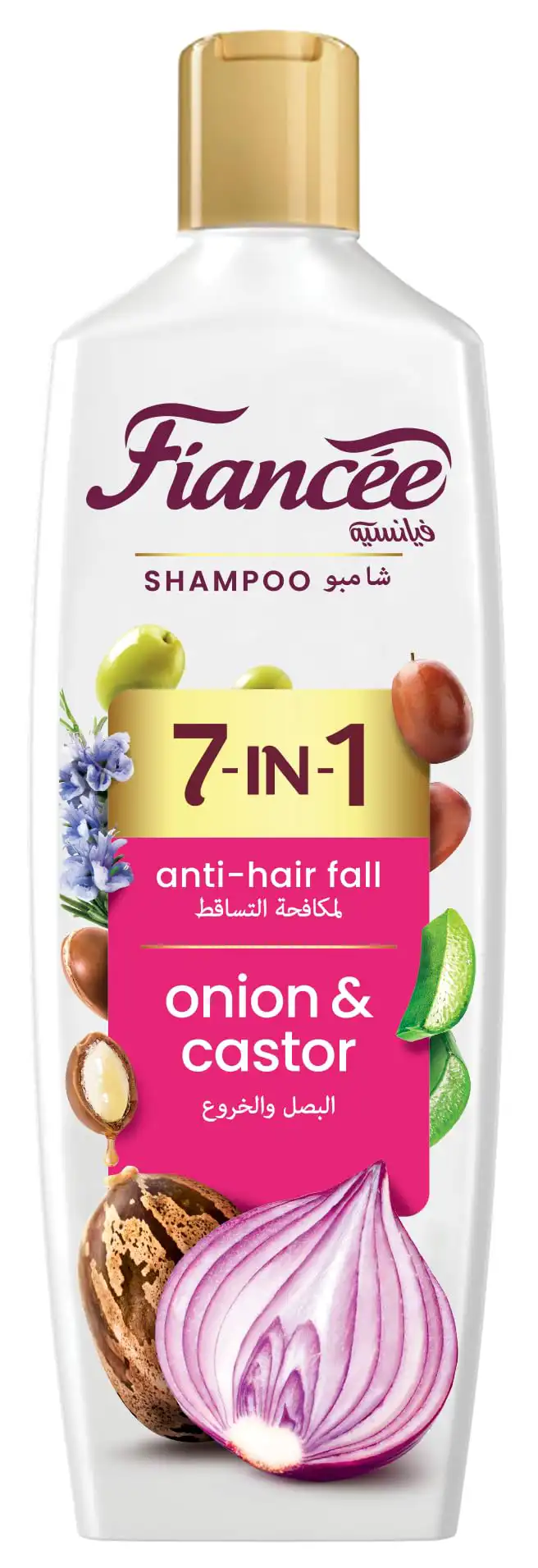 Fiancee Shampoo 7 in 1 anti hair fall with onions and castor  340 ml