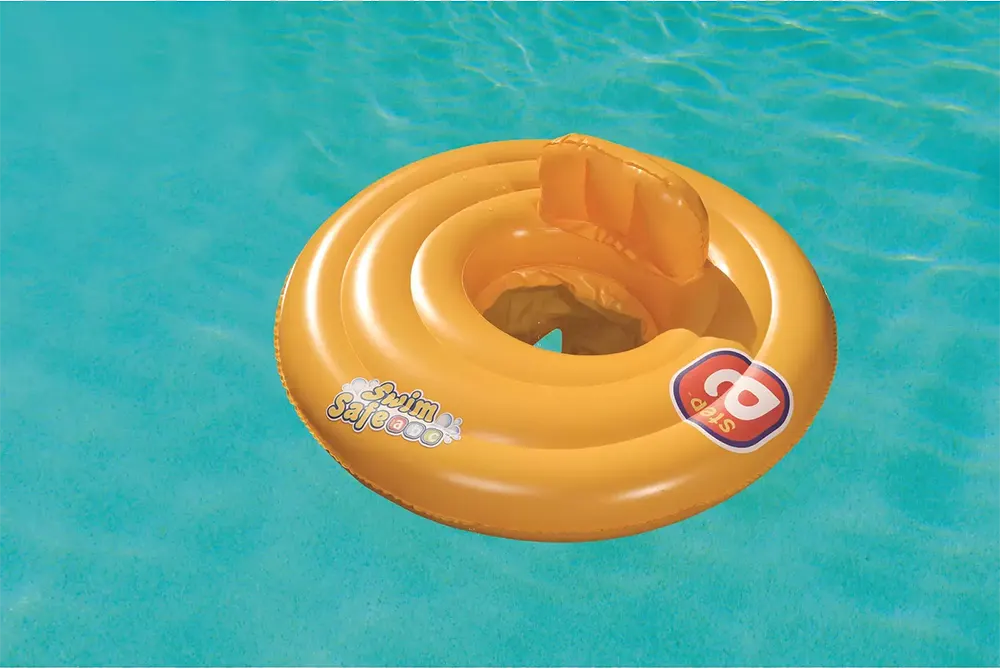 عوامة سباحة بيست واي قابلة للنفخ بمسند، أصفر، 32096