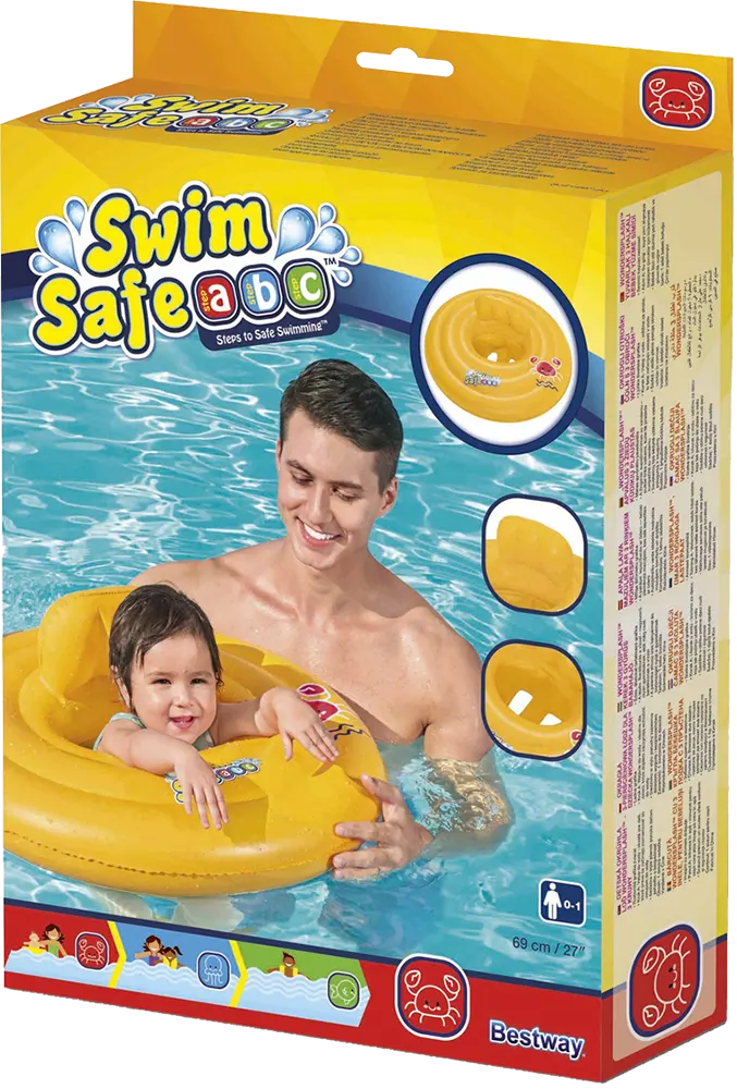عوامة سباحة قابلة للنفخ بمسند، أصفر، 32096
