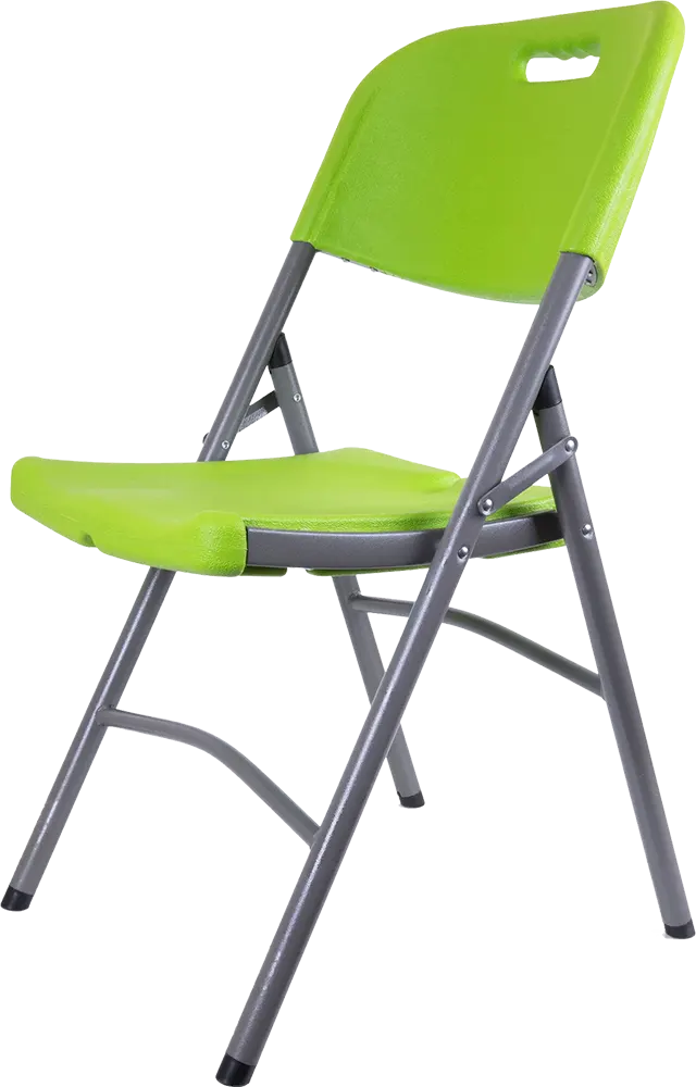 Mintra Folding Plastic Chair, Metal Frame, Lime Green