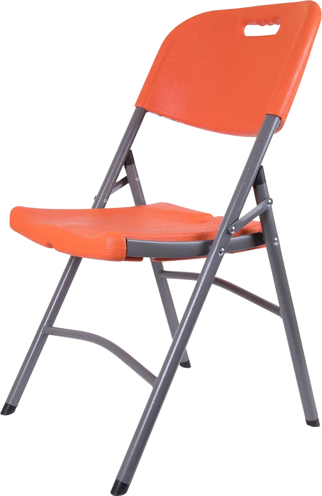Mintra Folding Plastic Chair, Metal Frame, Orange