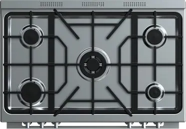 Fresh Modena Gas Cooker, 60*90 Cm, 5 Burners, Full Safety, Digital Touch Display, 2 Fans, Stainless Silver