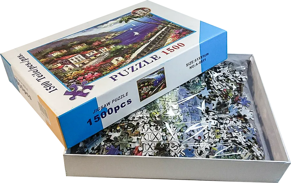 Mediterranean Coastal Village Jigsaw Puzzle Interlocking 1500pcs, 61x81cm.