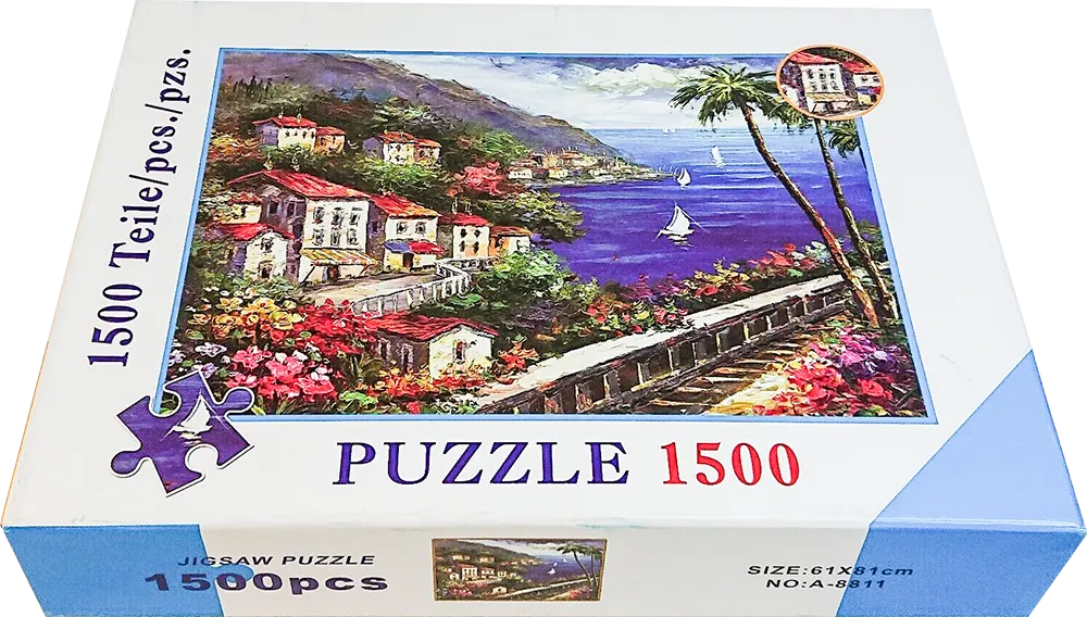 Mediterranean Coastal Village Jigsaw Puzzle Interlocking 1500pcs, 61x81cm.