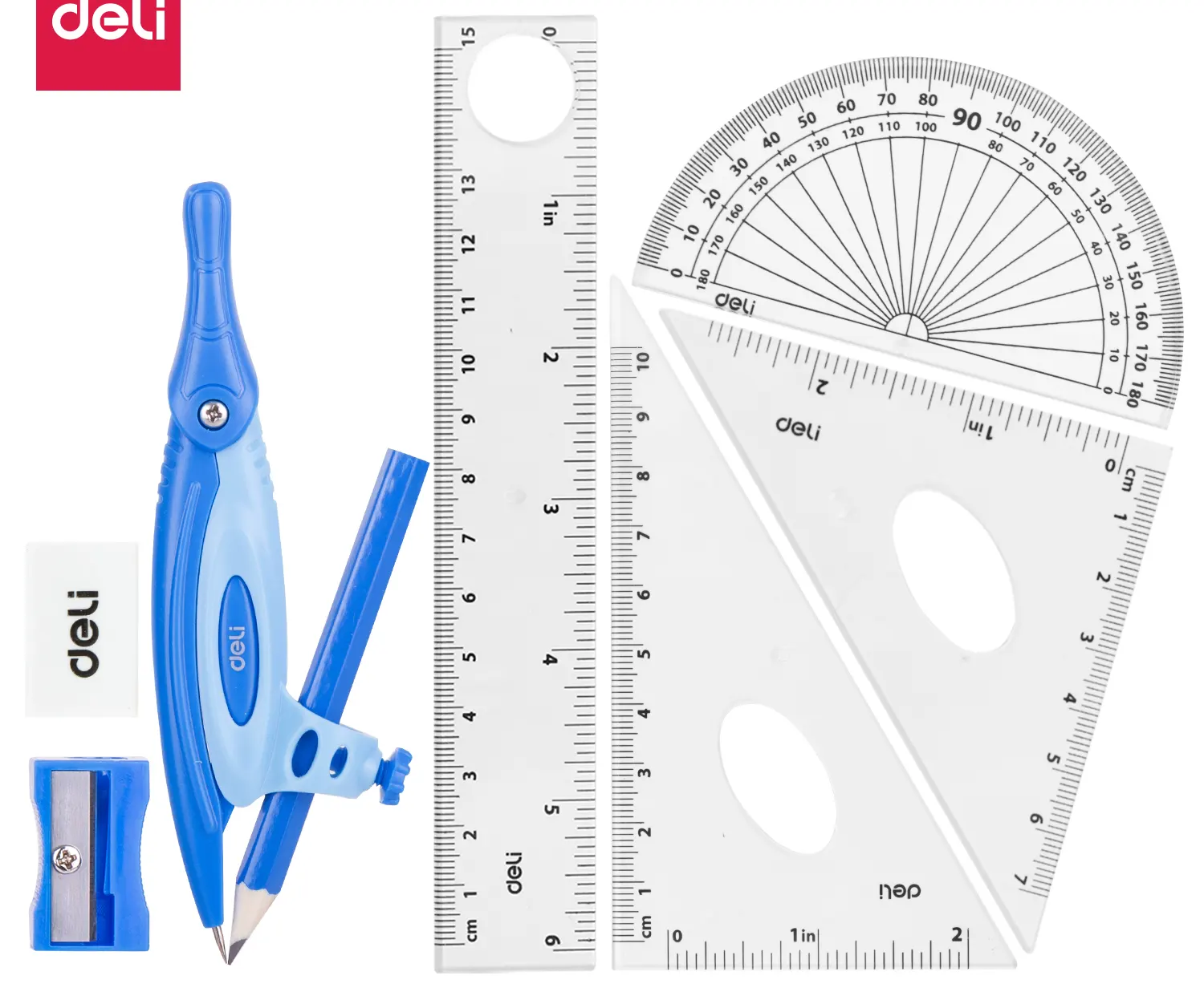 Deli Plastic Engineering Tools Set, 8 Pieces, Plastic Box, Multiple Colors, EG30204