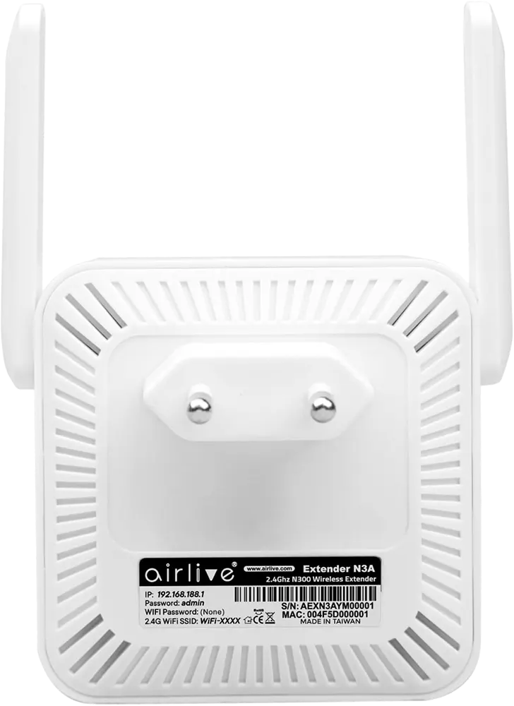 Airlive Wireless Range Extender With Antenna, 2.4GHz, White, N3A