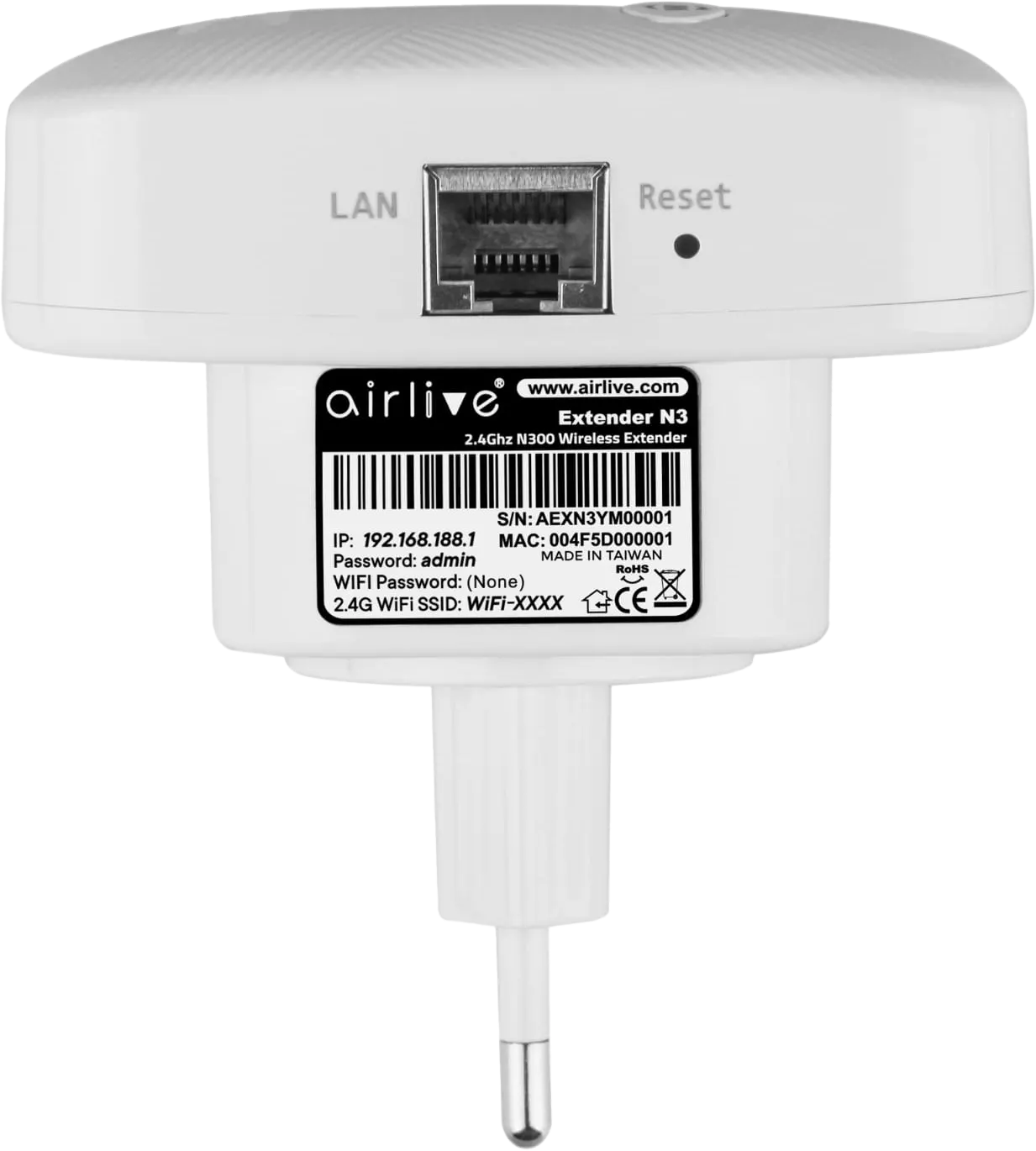 Airlive Wireless Range Extender , 2.4GHz, White, N3