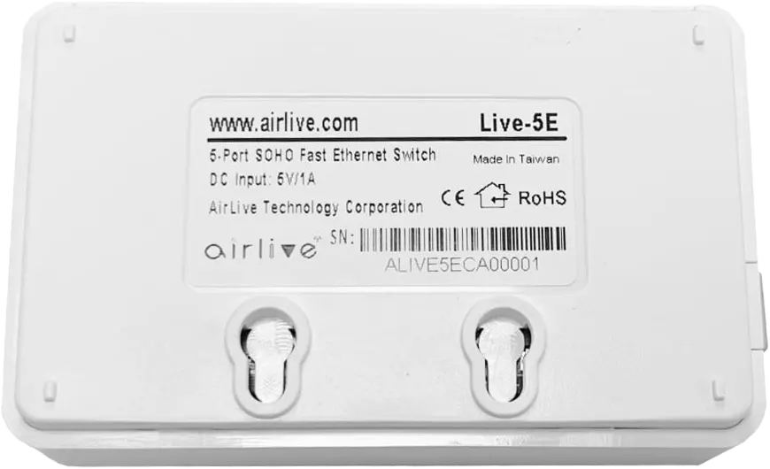 Airlive 5 Port Fast Ethernet Switch 10-100Mbps, White, Live-5E