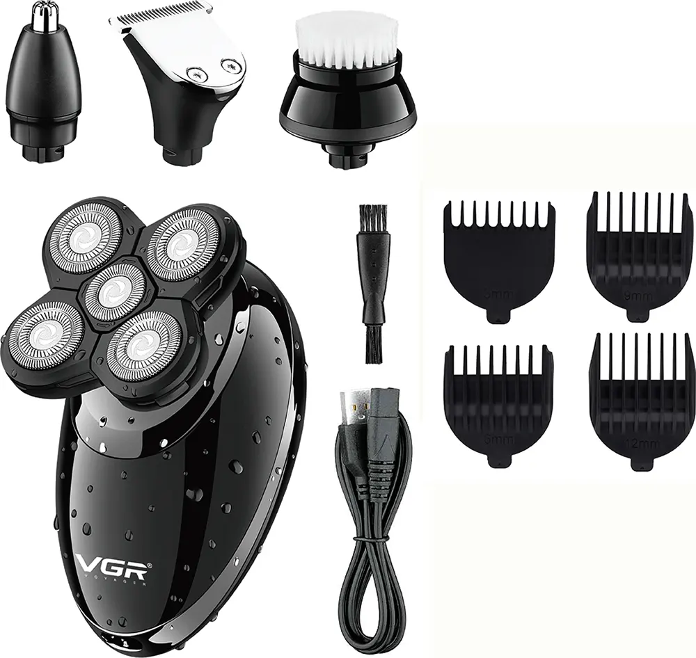 VGR Electric Shaver, 3 in 1, Rechargeable, Black, V-302