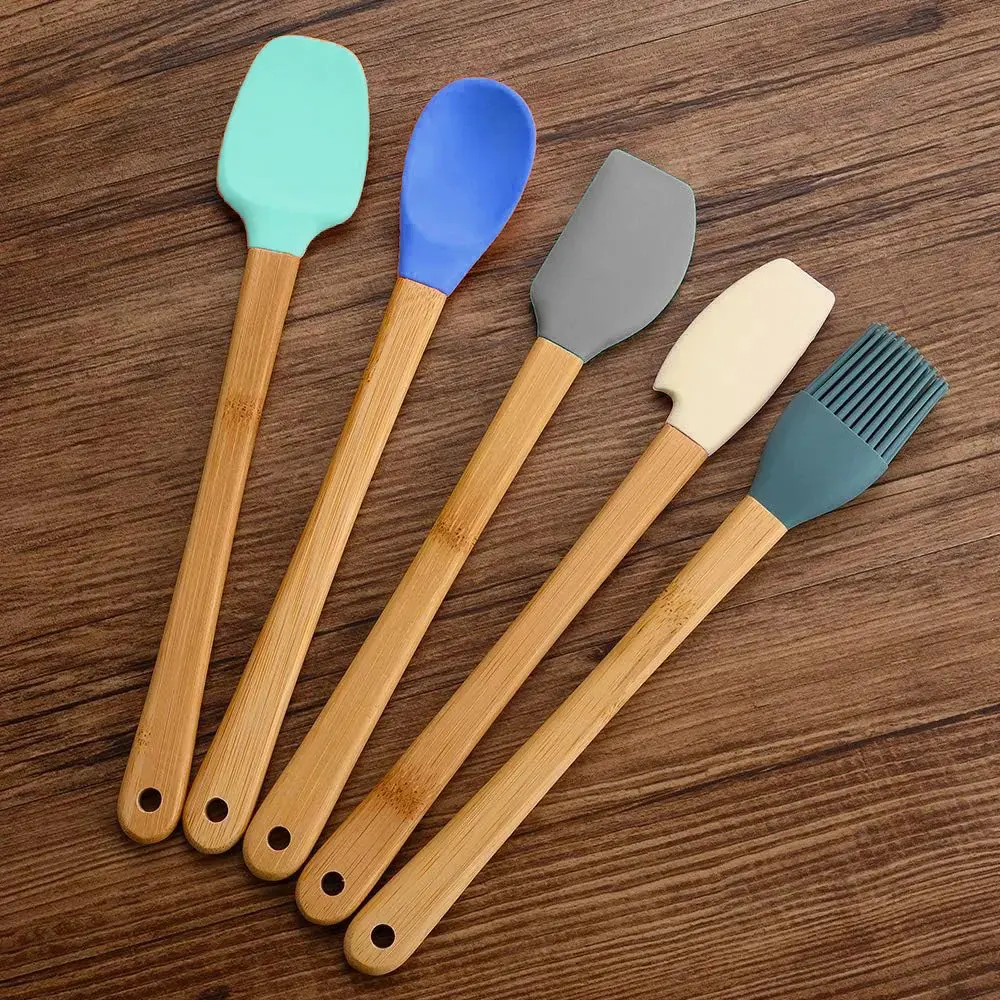 Silicone spoons set, 5 pieces, multiple colors