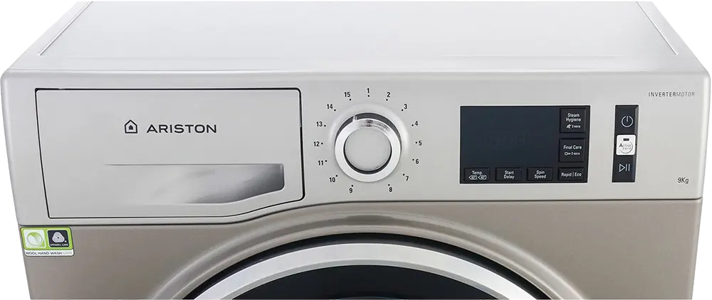 Ariston Full Automatic Washing Machine, Front Loading, 11 Kg, 1400 RPM, Digital Display, Inverter, Steam, Silver, NLM11 946 SC A EX