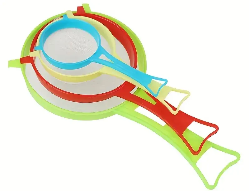 Plastic strainer set, 4 pieces, multiple colors