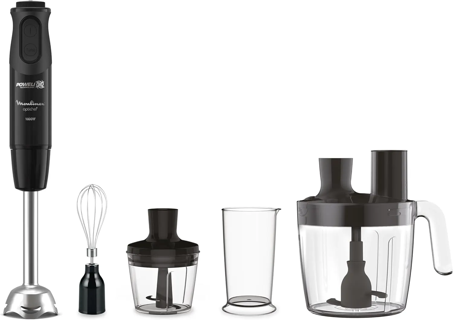 Moulinex Opti-Chef Hand Blender, 1000 Watt, 800 ml, with multiple accessories, black, DD6553EG