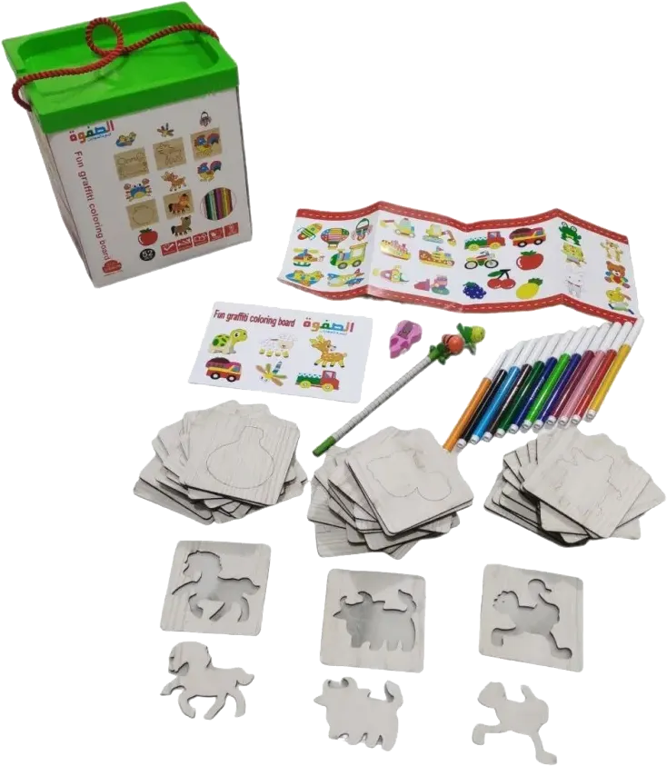 بازل خشبي تعليمي للأطفال مع أقلام تلوين R42-2