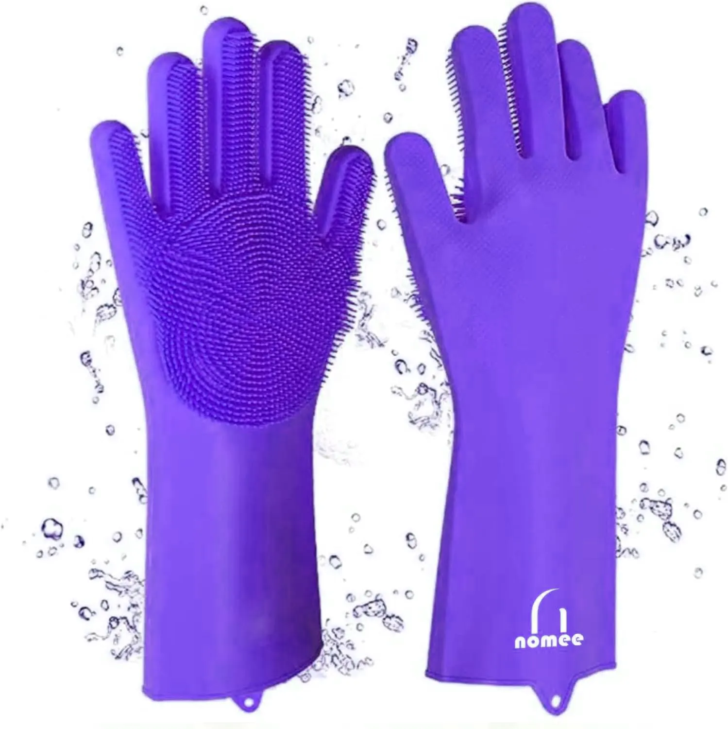 Dishwashing Gloves with Brush Multipurpose, 2 Pieces, Multiple colors