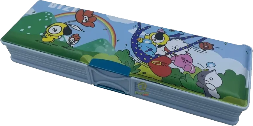 2-Door Plastic Pencil Case, Multi-color, MK-2323