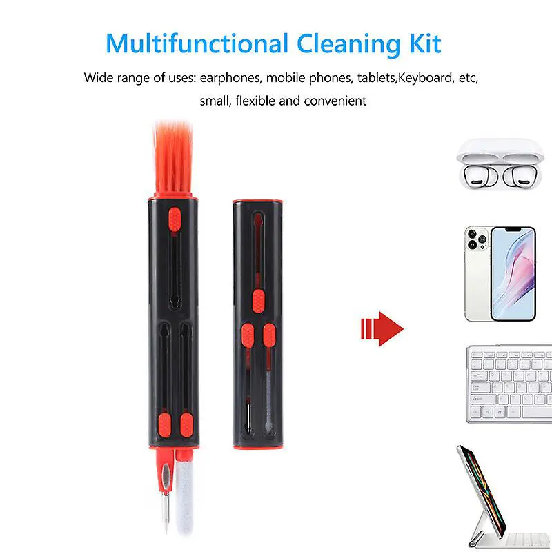 طقم فرش تنظيف قلم متعدد الاستخدام،أسود*أحمر