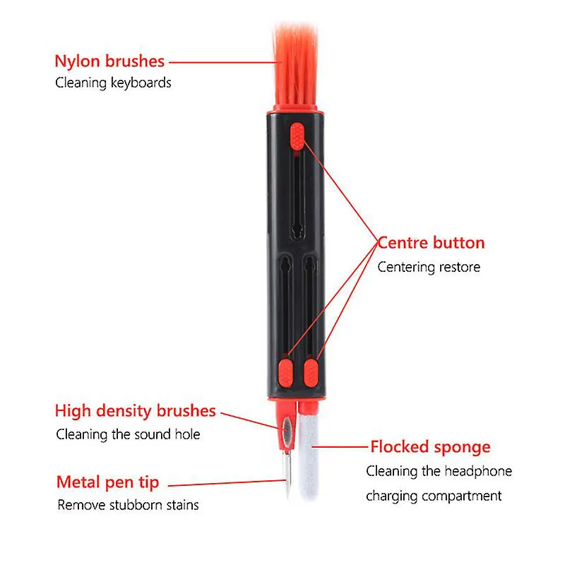 طقم فرش تنظيف قلم متعدد الاستخدام،أسود*أحمر