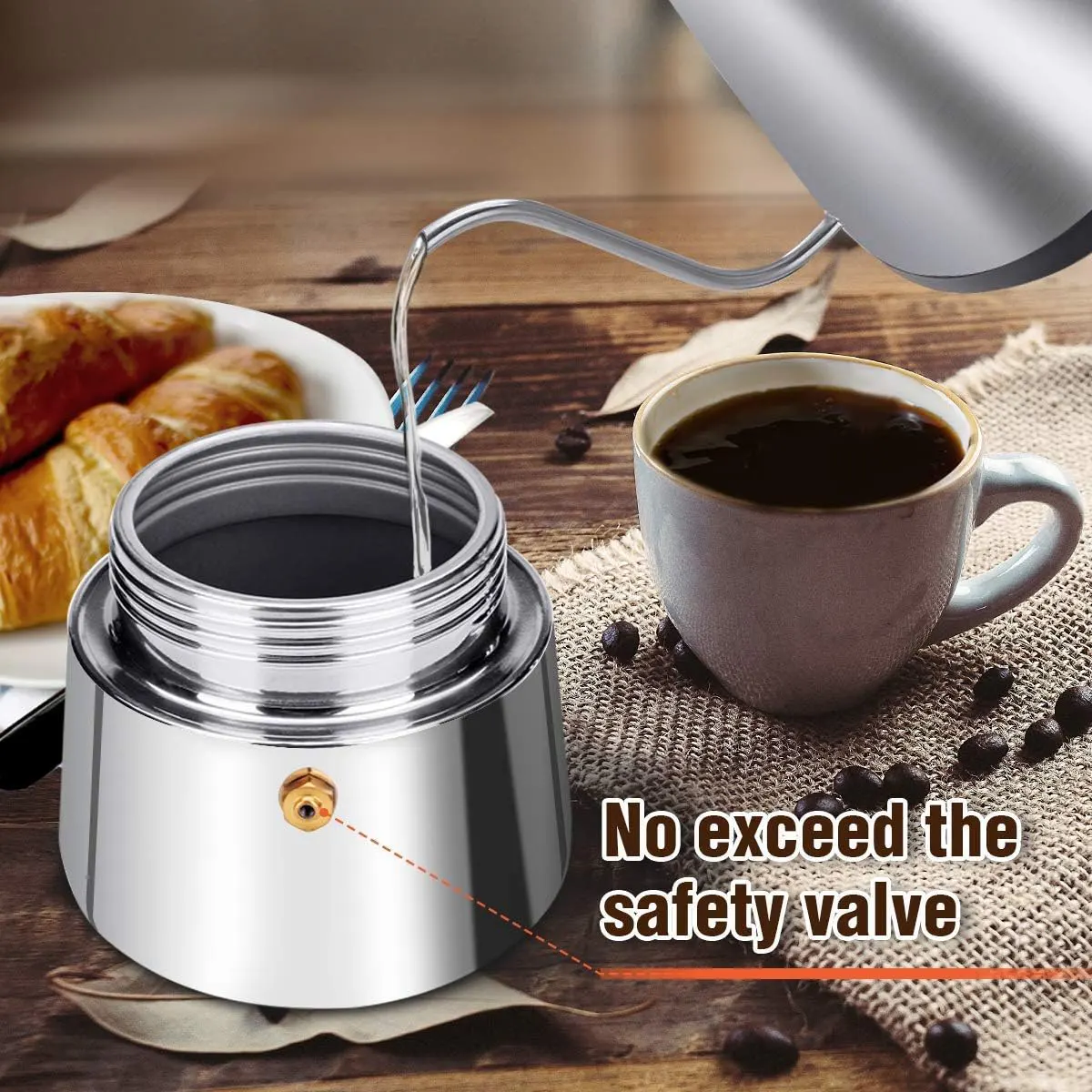 Stainless steel espresso coffee maker, Italian, 4 cups