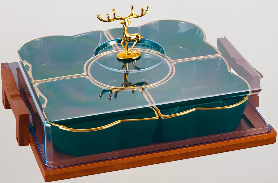 شيالة مقسمة بالغطاء والاستاند، 5 خانات ،أخضر