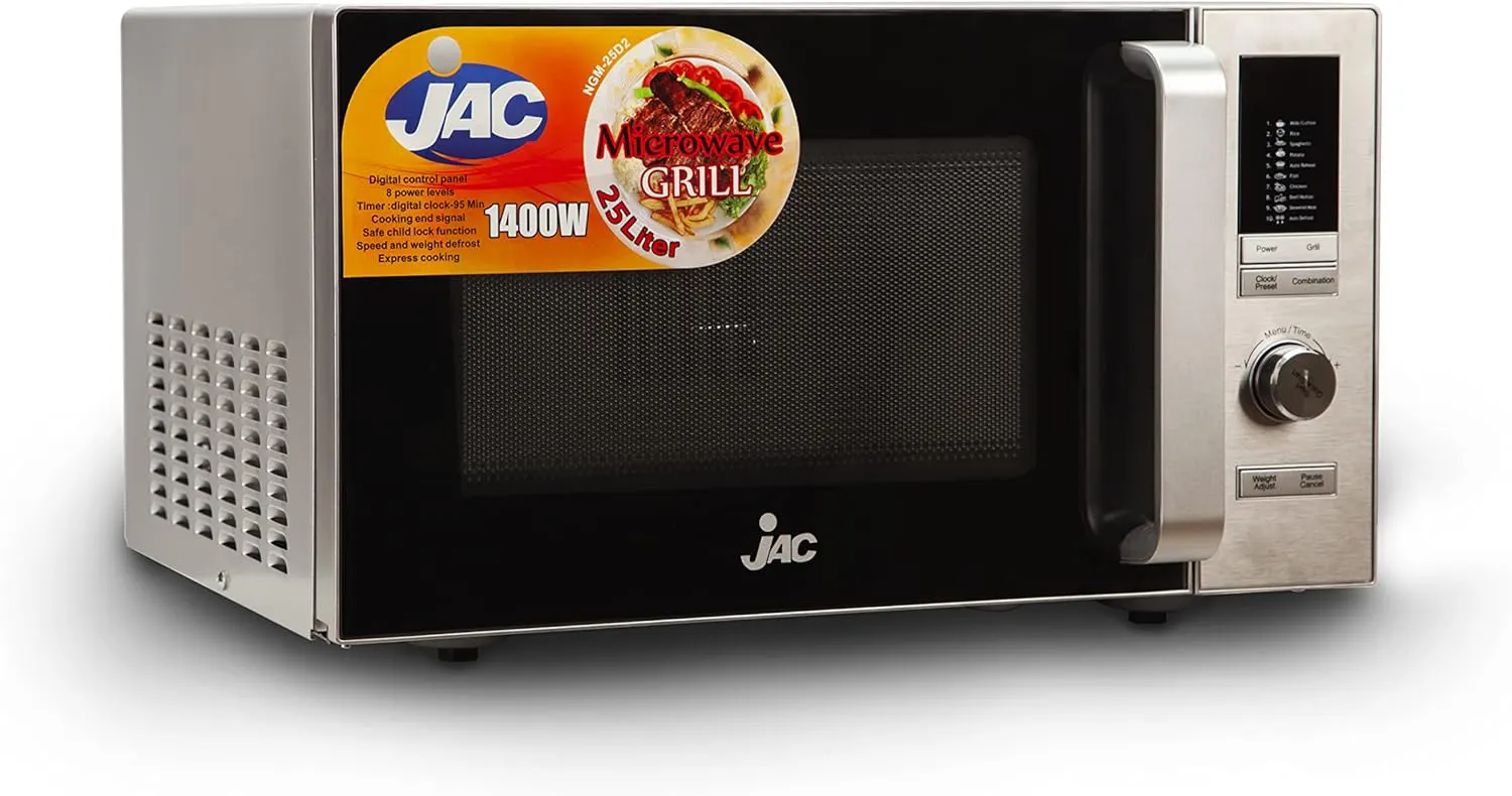 JAC Microwave, 25 litres, 1400 watts, digital with grill, silver, JAC 25D2