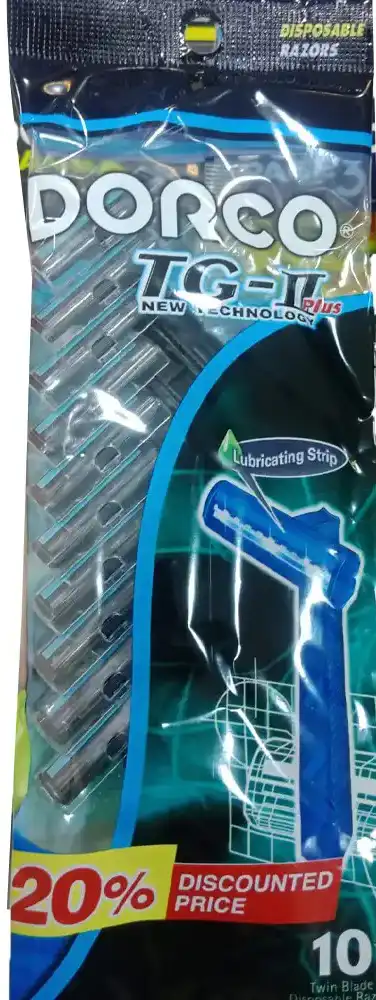 DORCO TG-II, Plus 10 BLADES RAZOR BLUE