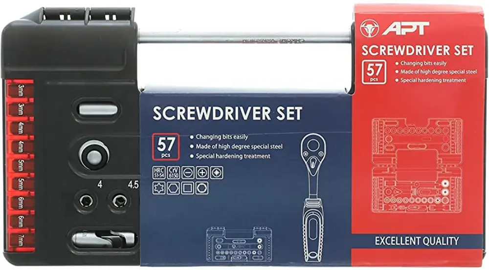 APT variable screwdriver bits and bits set + system wrench, 57 pieces, 8069157