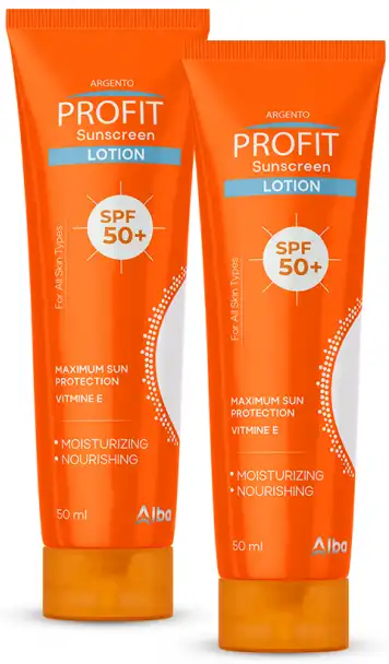 Argento Profite sunscreen, SPF 50+, suitable for all skin types, 2 pieces, 50 ml, lotion