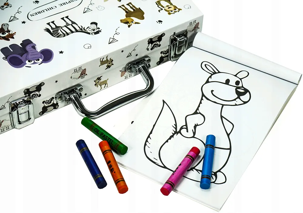 Coloring Bag With Animal Drawings, 64 Pieces