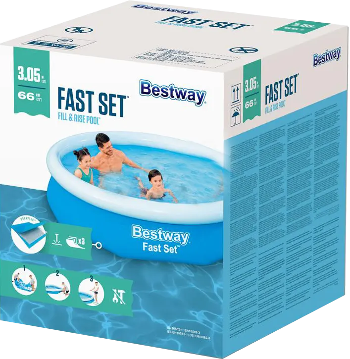 Bestway Round Inflatable Pool, 305 cm x 66 cm, Blue, 57456