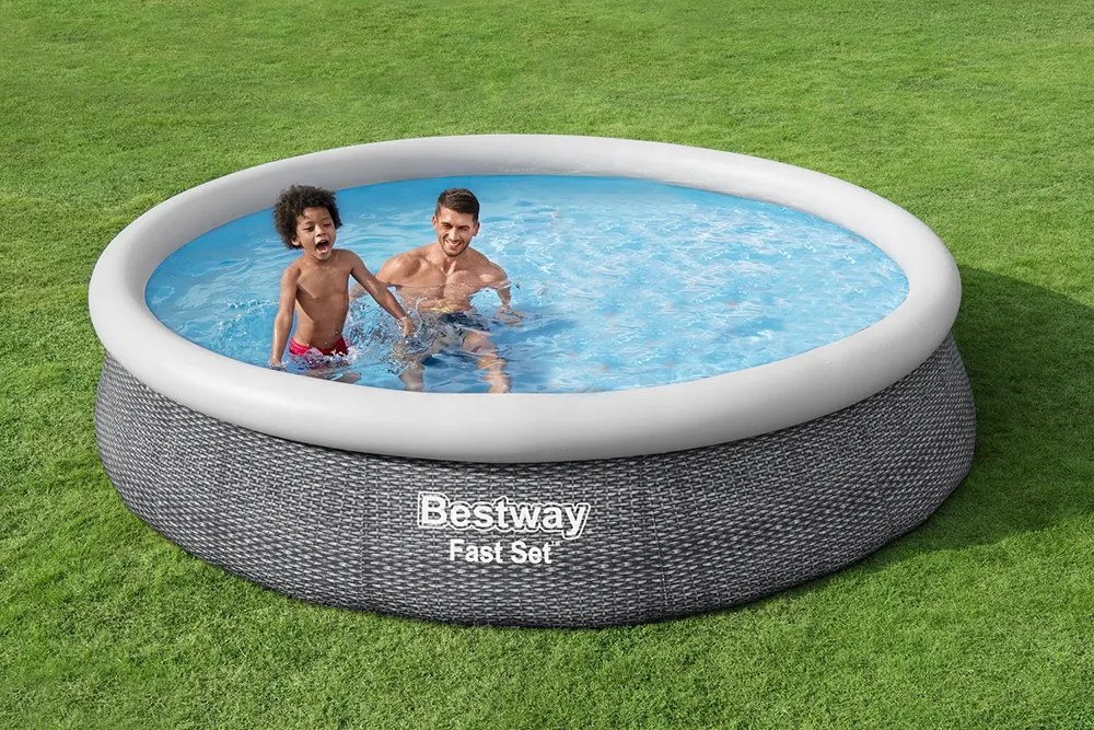 Bestway Fast Set Round Inflatable Pool, 366 cm x 76 cm, Slate Grey, 57443