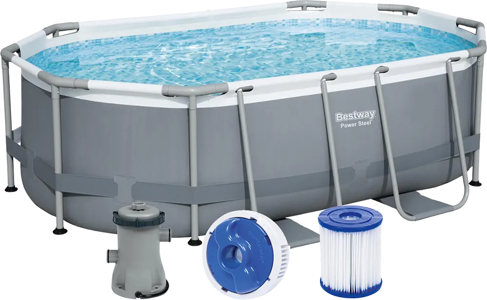 Bestway Steel Pro Rectangular Pool, Metal Stands , 200 x 84 cm, Grey, 5614A