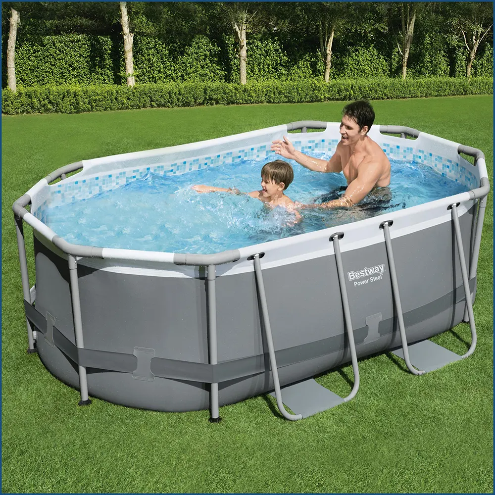 Bestway Steel Pro Rectangular Pool, Metal Stands , 200 x 84 cm, Grey, 5614A