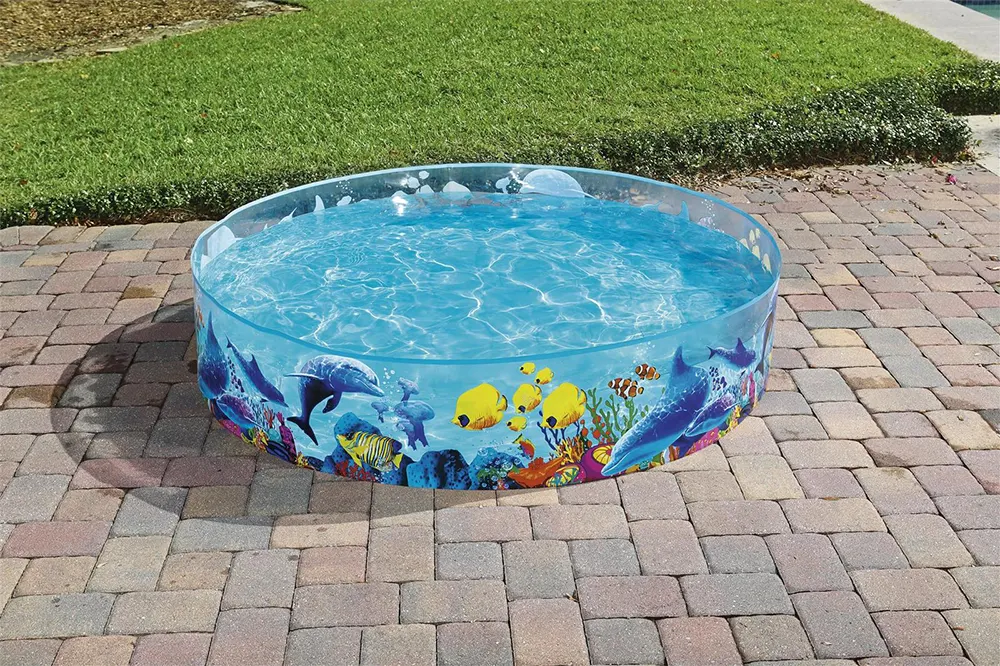 حوض سباحة بيست واي دائري شفاف قابل للنفخ، 183 سم × 38 سم، فلتر، ألوان، 55030