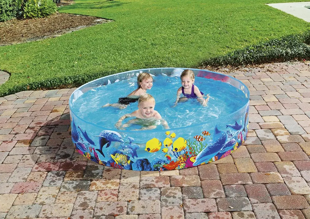 حوض سباحة بيست واي دائري شفاف قابل للنفخ، 183 سم × 38 سم، فلتر، ألوان، 55030