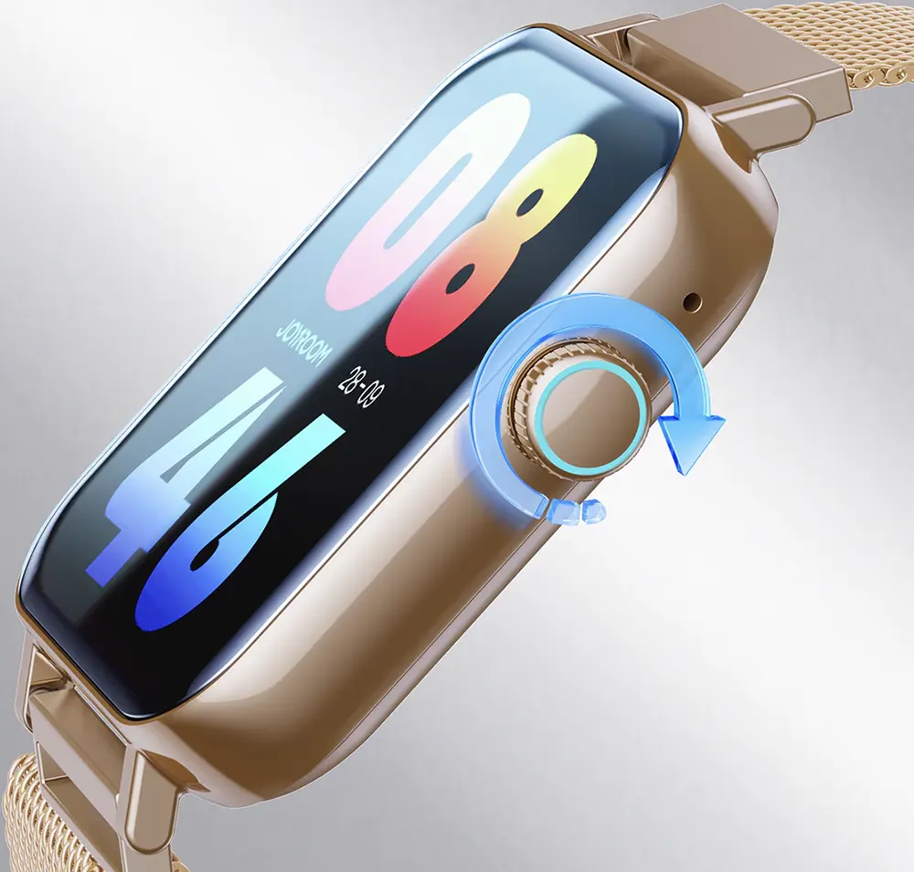 ساعة سمارت جوي روم فيت لايف، شاشة TFT 1.83 بوصة، سوار معدني، مقاومة للماء، لون ذهبي وردي، JR-FT5