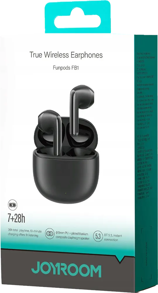 Joyroom Funpods Series True Wireless Earphones, 400mAh Battery, Black, JR-FB1