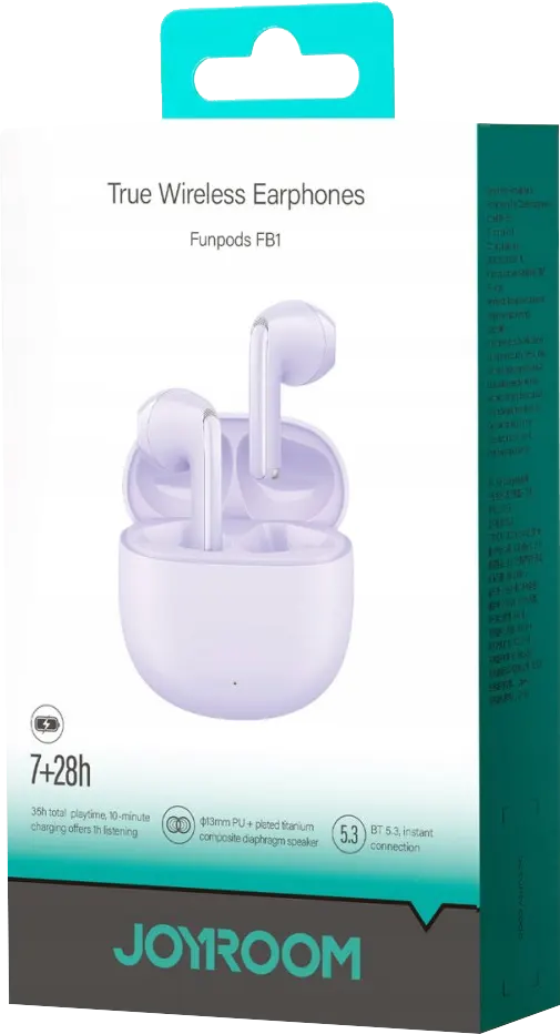 Joyroom Funpods Series True Wireless Earphones, 400mAh Battery, Purple, JR-FB1