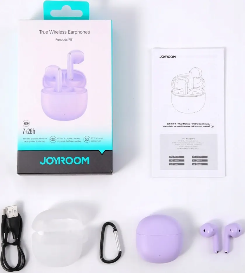 Joyroom Funpods Series True Wireless Earphones, 400mAh Battery, Purple, JR-FB1