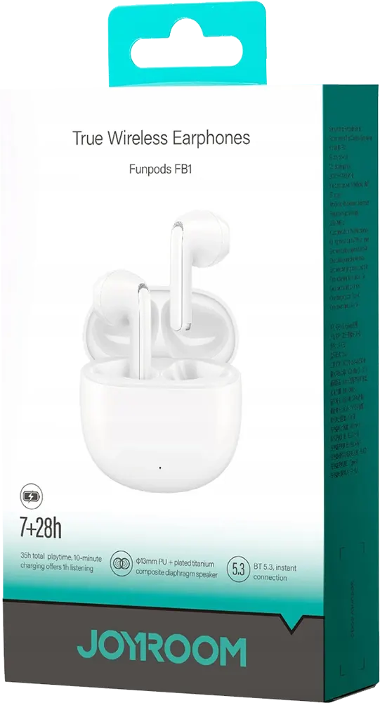 Joyroom Funpods Series True Wireless Earphones, 400mAh Battery, White, JR-FB1