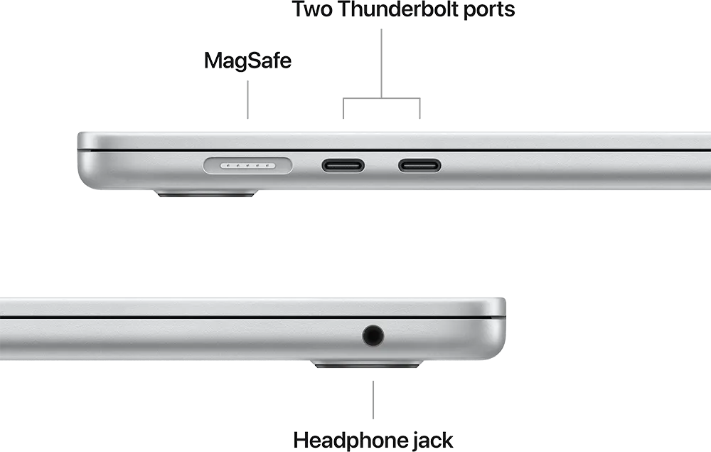 لاب توب ابل ماك بوك اير شريحة  M2، رامات 8 جيجابايت، هارد ديسك 512 جيجا اس اس دي، شاشة ريتينا 15.3 بوصة، فضي