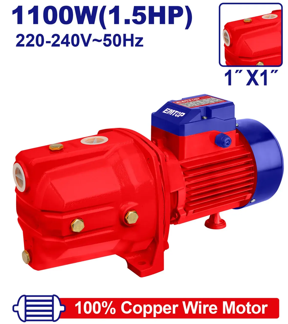 موتور مياه إم توب، 1.5 حصان، 1100 وات، EWPPJ11001