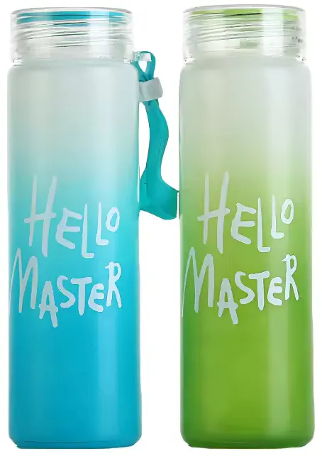 Hello water bottle, glass, 500 ml, multiple colors