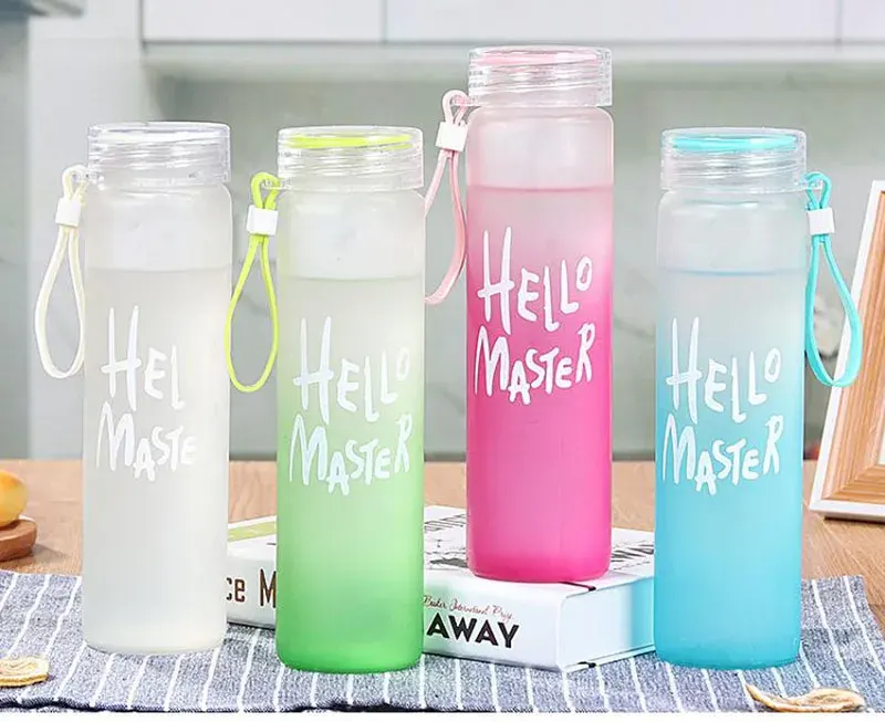 Hello water bottle, glass, 500 ml, multiple colors