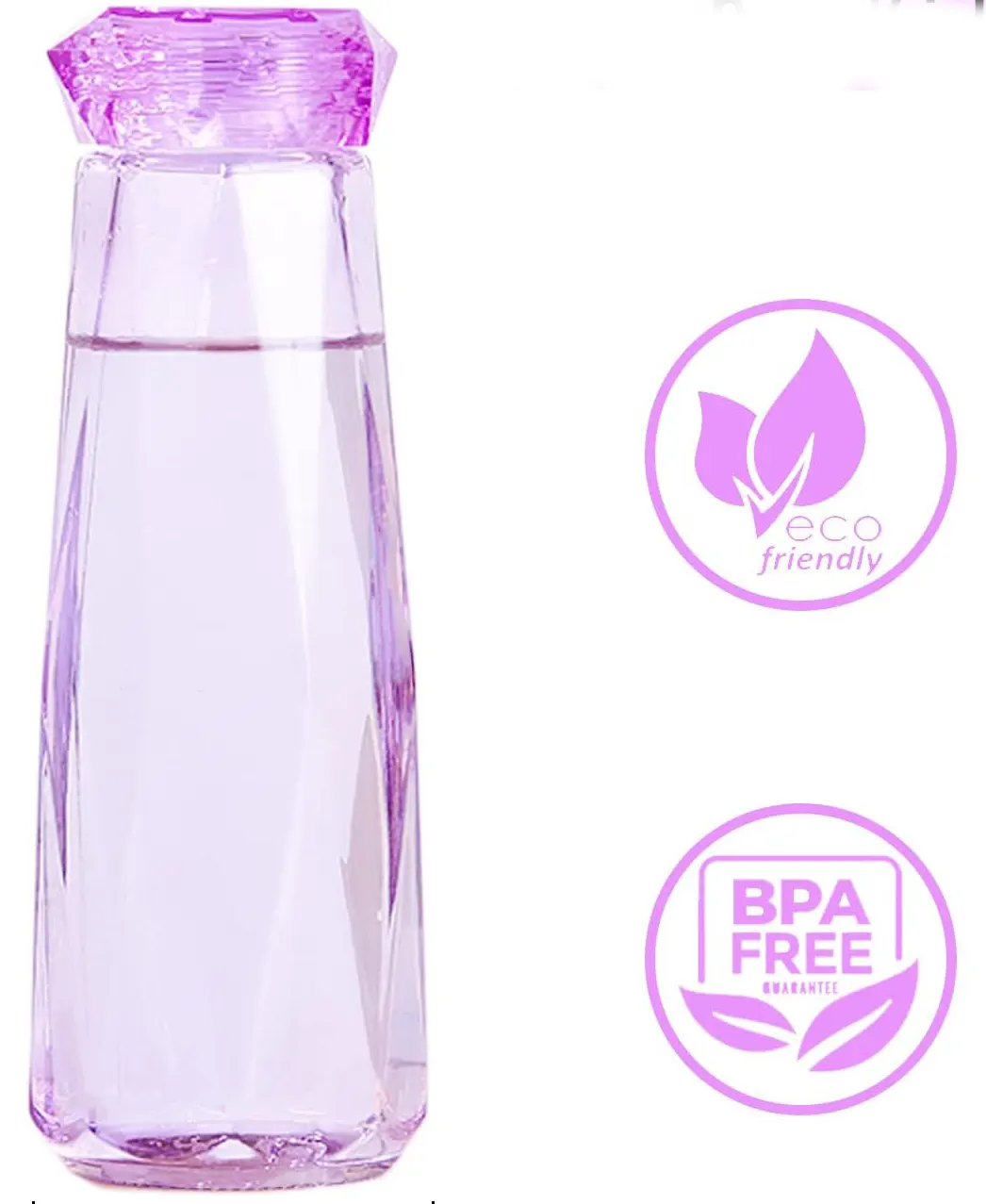 Water bottle for the refrigerator, diamond shape, glass, 500 ml, colors