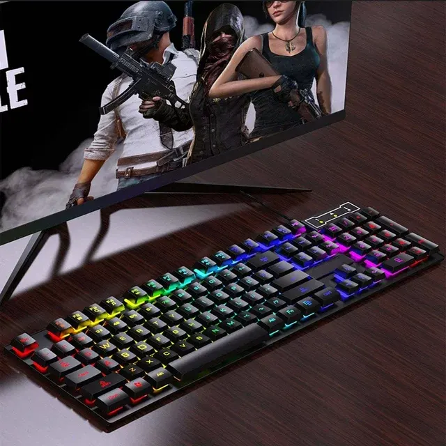 Forev Gaming Keyboard + Mouse, Wired, RGB Lighting, Black, FV-Q305S